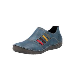 Slipper RIEKER, Damen, Gr. 37, Textil, blau (royalblau), Lederimitat, kontrastfarbene Details, Schuhe Slipper, Schlupfschuh, Slip-on Sneaker, Halbschuh mit weicher Innensohle (51495805-37) royalblau