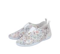 Slipper RIEKER, Damen, Gr. 38, bunt (weiß multi), Glattleder, Lederimitat, Schuhe Slipper, Slip-on Sneaker, Schlupfschuh, Halbschuh mit Gummizug (73690624-38) weiß multi