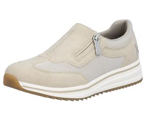 Slipper RIEKER, Damen, Gr. 39, beige, Lederimitat, Basic, Schuhe Slipper, Slip-on Sneaker, Halbschuh, Freizeitschuh mit Reißverschluss (64692053-39) beige
