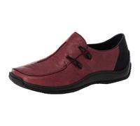 Slipper RIEKER, Damen, Gr. 39, schwarz (rot kombiniert), Glattleder, Nubuklederimitat, Schuhe Slipper, Freizeitschuh, Komfortschuh mit strukturiertem Obermaterial (60508668-39) rot kombiniert