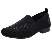 Slipper RIEKER, Damen, Gr. 40, schwarz, Textil, Schuhe Slipper, Loafer, Business Schuh mit Strass-Steinchen verziert (40559252-40)