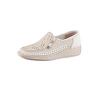 Slipper RIEKER, Damen, Gr. 41, beige (creme), Glattleder, Schuhe Slipper (491670-41) creme