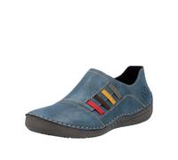Slipper RIEKER, Damen, Gr. 41, blau (royalblau), Lederimitat, kontrastfarbene Details, Schuhe Slipper, Schlupfschuh, Slip-on Sneaker, Halbschuh mit weicher Innensohle (51495805-41) royalblau