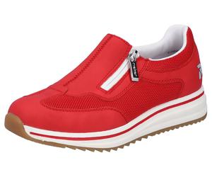 Slipper RIEKER, Damen, Gr. 42, rot, Lederimitat, Basic, Schuhe Slipper, Slip-on Sneaker, Halbschuh, Freizeitschuh mit Reißverschluss (65242129-42) rot