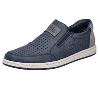 Slipper RIEKER, Damen, Gr. 43, blau (blau, grau), Lederimitat, Schuhe Slipper, Slip-on Sneaker, Loafer, Komfortschuh mit Gummizug für guten Sitz (64467821-43) blau, grau