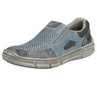 Slipper RIEKER, Herren, Gr. 40, blau (blau, grau), Leder, Schuhe Slipper, Halbschuh, Freizeitschuh mit seitlichem Gummizug für guten Sitz (64853403-40) blau, grau