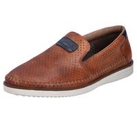 Slipper RIEKER, Herren, Gr. 40, blau (cognac, dunkelblau), Leder, used, Schuhe Slipper, Loafer, Schlupfschuh mit kleinen Stretcheinsätzen (36187600-40) cognac, dunkelblau