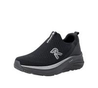 Slipper RIEKER, Herren, Gr. 41, Textil, schwarz (schwarz, grau), unifarben, Schuhe Slipper, Slipper, Schlupfschuh, Freizeitsneaker mit sockenähnlichem Einstieg (63352661-41) schwarz, grau
