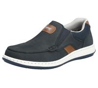 Slipper RIEKER, Herren, Gr. 42, blau (dunkelblau), Leder, Schuhe Slipper, Mokassin, Loafer, Komfortschuh mit Gummizug für guten Sitz, Topseller (25090243-42) dunkelblau