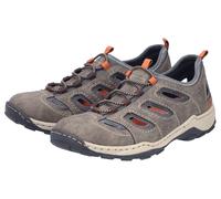 Slipper RIEKER, Herren, Gr. 42, taupe, Lederimitat, Textil, unifarben mit Farbeinsatz, used, Schuhe Slipper, Trekking Schuh, Sandale, Sommerschuh mit praktischem Gummizug (40690261-42) taupe