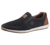 Slipper RIEKER, Herren, Gr. 43, bunt (dunkelblau, braun), Lederimitat, Textil, Schuhe Slipper, Sommerschuh, Schlupfschuh, Freizeitschuh mit kontrastfarbenen Besätzen, Topseller (96390702-43)
