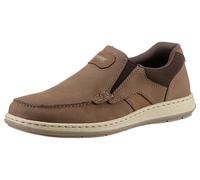 Slipper RIEKER, Herren, Gr. 43, Textil, braun (hellbraun, dunkelbraun), Leder, Schuhe Slipper, Mokassin, Loafer, Komfortschuh mit Gummizug für guten Sitz (41931336-43) hellbraun, dunkelbraun