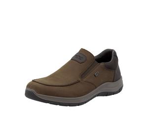 Slipper RIEKER, Herren, Gr. 44, braun (dunkelbraun, schwarz), Lederimitat, Nubukleder, Schuhe Slipper, Halbschuh, Slip-on Sneaker mit riekerTEX-Membran, bequeme Weite (71797811-44) dunkelbraun, schwar