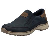 Slipper RIEKER, Herren, Gr. 44, bunt (nachtblau, braun), Lederimitat, Basic, Schuhe Slipper, Slip-on-Sneaker, Freizeitschuh, Halbschuh mit Gummizug (90433157-44) nachtblau, braun