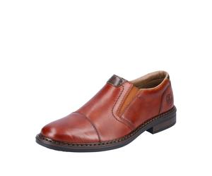 Slipper RIEKER, Herren, Gr. 44, cognac, Leder, Schuhe Slipper, Anzugschuh, Business Schuh, Schlupfschuh mit stylischer Quernaht (12800201-44) cognac