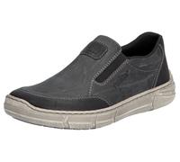Rieker Herren Slipper 14833115-44 Lederimitat Slip-on mit beidseitigem Gummizug Grau/Schwarz Gr. 44