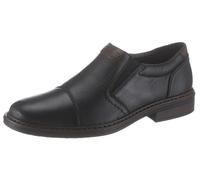 Slipper RIEKER, Herren, Gr. 45, schwarz, Leder, Schuhe Slipper, Anzugschuh, Business Schuh, Schlupfschuh mit stylischer Quernaht, Topseller (66312501-45) schwarz