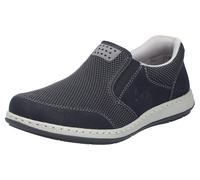Slipper RIEKER, Herren, Gr. 45, schwarz, Nubuklederimitat, Textil, Schuhe Slipper, Slip-on Sneaker, Schlupfschuh, Halbschuh, Freizeitschuh mit Stretch (97906641-45) schwarz