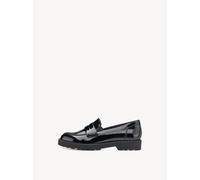 Slipper TAMARIS, Damen, Gr. 39, schwarz (schwarz glänzend), Lacklederimitat, Antik-Look, glänzend, unifarben, Schuhe Slipper, Slipper, Halbschuh, Schlupfschuh in schmaler Form (68435902-39) schwarz gl