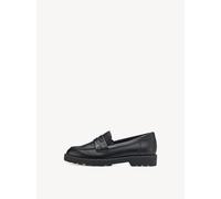 Tamaris Damen Loafer Slipper 35761212, flach, schwarz, dezente Krokoprägung, schmale Form, Gr. 40