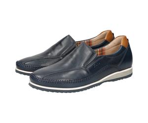 Slipper SIOUX "Hajoko-700", Herren, Gr. 48,5 (UK 13), blau, Obermaterial: 100% Kalbsleder CAL. 100% Gummi rubber., Schuhe Slipper (10240416-48,5) blau