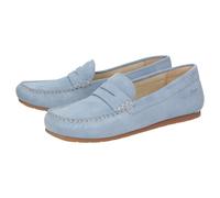 Slipper SIOUX "Simadesa-700", Damen, Gr. 37 (UK 4), blau (hellblau), Obermaterial: 100% Kalbsveloursleder CAVL. 100% Gummi rubber., Schuhe Slipper (51597653-37) hellblau