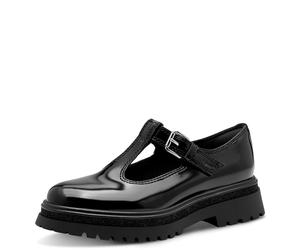 Slipper TAMARIS, Damen, Gr. 40, schwarz, Lederimitat, unifarben, Basic, Schuhe Slipper, Chunky-Slipper, T-Spangen, Loafer, in veganer Verarbeitung (35532127-40) schwarz