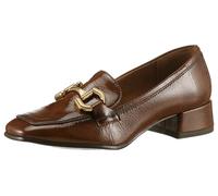 Slipper TAMARIS, Damen, Gr. 41, braun (cognac), Lacksynthetik, Antik-Look, used, Schuhe Slipper, Blockabsatz, Pumps, Businessschuh mit modischer Zierspange (16295337-41) cognac