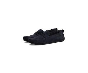 Slipper TOMMY HILFIGER "CORE HILFIEGR SUEDE DRIVER", Herren, Gr. 43, dunkelblau, Veloursleder, unifarben, Schuhe Slipper, Flats, Schlupfschuh in Mokassin-Optik (42092414-43) dunkelblau