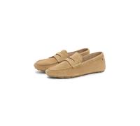 Tommy Hilfiger "FLAG SOFT SUEDE DRIVER LOAFER", Schlupfschuh, Bequemschuh, Mokassin, Flats mit modischen Zierriegel (31673344-40) beige
