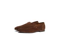 Slipper TOMMY HILFIGER "HILFIGER FLEXIBLE SUEDE LOAFER", Herren, Gr. 42, braun (dunkelbraun), Veloursleder, unifarben, elegant, Schuhe, Blockabsatz, Loafer, Businsesschuh, Abendschuh mit Logoflag (677