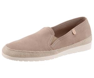 Slipper VERBENAS "NURIA", Damen, Gr. 37, taupe, Veloursleder, unifarben, Schuhe Slipper, Espadrille, Schlupfschuh, Halbschuh mit Stretcheinsätze (51180314-37) taupe