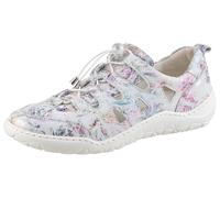Slipper WALDLÄUFER "K-MILENA", Damen, Gr. 5 (38), grau (hellgrau bunt), Nubukleder, metallic, Schuhe Slipper, Komfortschuh, Bequemschuh, Schlupfschuh in extraweiter K-Weite (36685062-5) hellgrau bunt