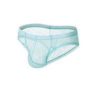 Slips Herren Netz Unterwäsche Mesh Unterhosen Männer Tanga Durchsichtige Slips Transparente Sexy Reizunterwäsche Bequeme Weiche Tangaslip Party Clubwear Blau M