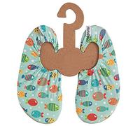 SlipStop Kinder Strandschuhe Anti Rutsch Ballett Schuhe Schwimmschuhe Urlaub Badeschuhe Yoga Pool Aquarium Fische für Mädchen und Jungs grün/bunt, Größe 18-20