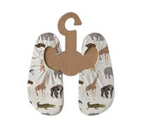 Slipstop Kinder Strandschuhe Anti Rutsch Ballett Schuhe Schwimmschuhe Urlaub Badeschuhe Pool Unisex Kongo grau mit Afrikatieren, Größe 27-29