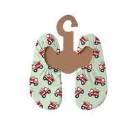 Slipstop Kinder Strandschuhe Anti Rutsch Ballett Schuhe Schwimmschuhe Urlaub Badeschuhe Pool Unisex Ladder-grün mit Feuerwehautos, Größe 33-35