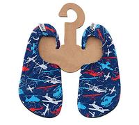 Slipstop Kinder Strandschuhe Anti Rutsch Ballett Schuhe Schwimmschuhe Urlaub Badeschuhe Yoga Pool für Jungs dunkelblau mit Flugzeuge, Größe 18-20