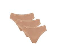 Sloggi Single-Jersey Damen-Slip 24/7 Cotton Lace im 3er-Pack braun-beige 38