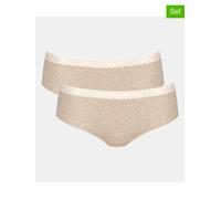 Hipster SLOGGI "GO Ribbed", Damen, Gr. S, grau (grau combination), Feinripp, Obermaterial: 95% Polyamid, 5% Elasthan, clean, unifarben, figurbetont, Unterhosen, Feinripp, Stretch-Spitze, Baumwollmix, 