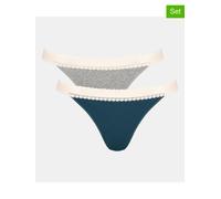 Sloggi Damen GO Ribbed Tanga C2P Slip, Blue - Light Combination, XL