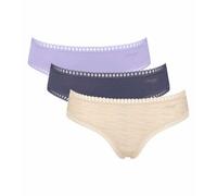 Hipster SLOGGI "GO Crush", Damen, Gr. XS, lila, light combination, Single Jersey, Obermaterial: 95% Baumwolle, 5% Elasthan, körpernah, Unterhosen, mit Spitzendetails, Multipack (58448049-XS) lila, lig