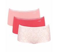 Sloggi Damen Pantys GO Crush Short C3P, 3er Pack, 95% Baumwolle/5% Elasthan, Rosa/Weiß S