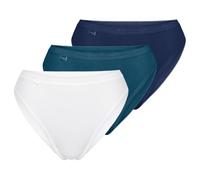 Taillenslip SLOGGI "Basic+ Tai", Damen, Gr. 40, blau combination, Single Jersey, Obermaterial: 95% Baumwolle, 5% Elasthan, körpernah, Unterhosen Taillenslip, mit hohem Beinausschnitt, Cotton-Mix, glat