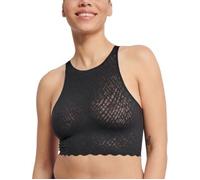 Spitzenshirt SLOGGI "ZERO Feel Bliss Crop Top" Gr. XL, schwarz (black) Damen Shirts (20621319-XL) black