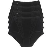 Sloggi Damen Slips Chic Maxi – mit Einsätzen aus elastischer Spitze – 4er Pack Gr. 40 Schwarz