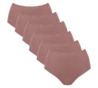 Sloggi Damen Highwaist-Slips, 6er Pack - GO Daily Cotton Highwaist 6P, Unterhose, Stretch-Baumwolle Braun L