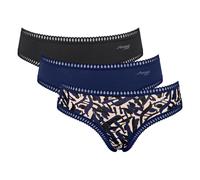Sloggi Damen Hipster-Slips, 3er Pack - GO Crush Hipster C3P, Unterhose, Stretch-Baumwolle Blau/Schwarz S
