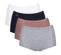 Sloggi Damen Maxi-Slips, 4er Pack - Basic+ Mixi C4P, Unterwäsche, Baumwolle, Spitze, Logo, einfarbig Weiß/Schwarz/Braun/Grau 5XL