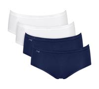 sloggi Damen Midi-Slip, 4er Pack - Basic+Midi C4P, Unterwäsche, Baumwolle, Spitze, Logo, einfarbig, mehrfarbig, 3XL Weiß/ Blau